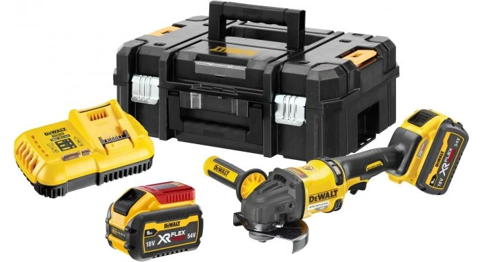 DeWALT DCG418X2-QW 54V Li-ion FlexVolt Accu Haakse Slijper Set (2x 9.0Ah) - 125mm 1 DeWALT DCG418X2-QW 54V Li-ion FlexVolt Accu Haakse Slijper Set (2x 9.0Ah) - 125mm