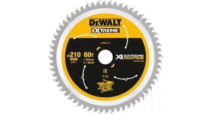 DeWalt DT99567 XR Cirkelzaagblad - 210 X 30 X 60T - Hout - DT99567-QZ 1 DeWalt DT99567 XR Cirkelzaagblad - 210 X 30 X 60T - Hout - DT99567-QZ