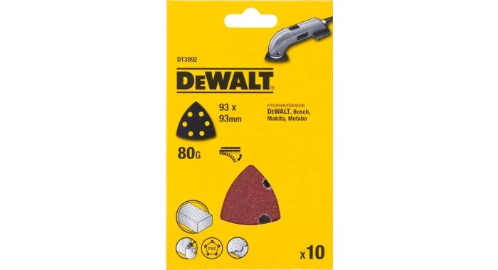 DeWalt DT3092 Deltaschuurpapier - K80 - 93mm (10st) - DT3092-QZ 1 DeWalt DT3092 Deltaschuurpapier - K80 - 93mm (10st) - DT3092-QZ