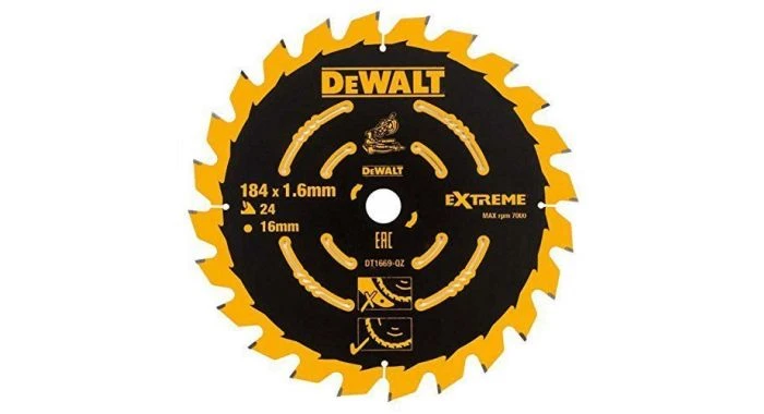 DeWalt DT1669 Extreme Cirkelzaagblad - 184 X 16 X 24T - Hout - DT1669-QZ 1 DeWalt DT1669 Extreme Cirkelzaagblad - 184 X 16 X 24T - Hout - DT1669-QZ