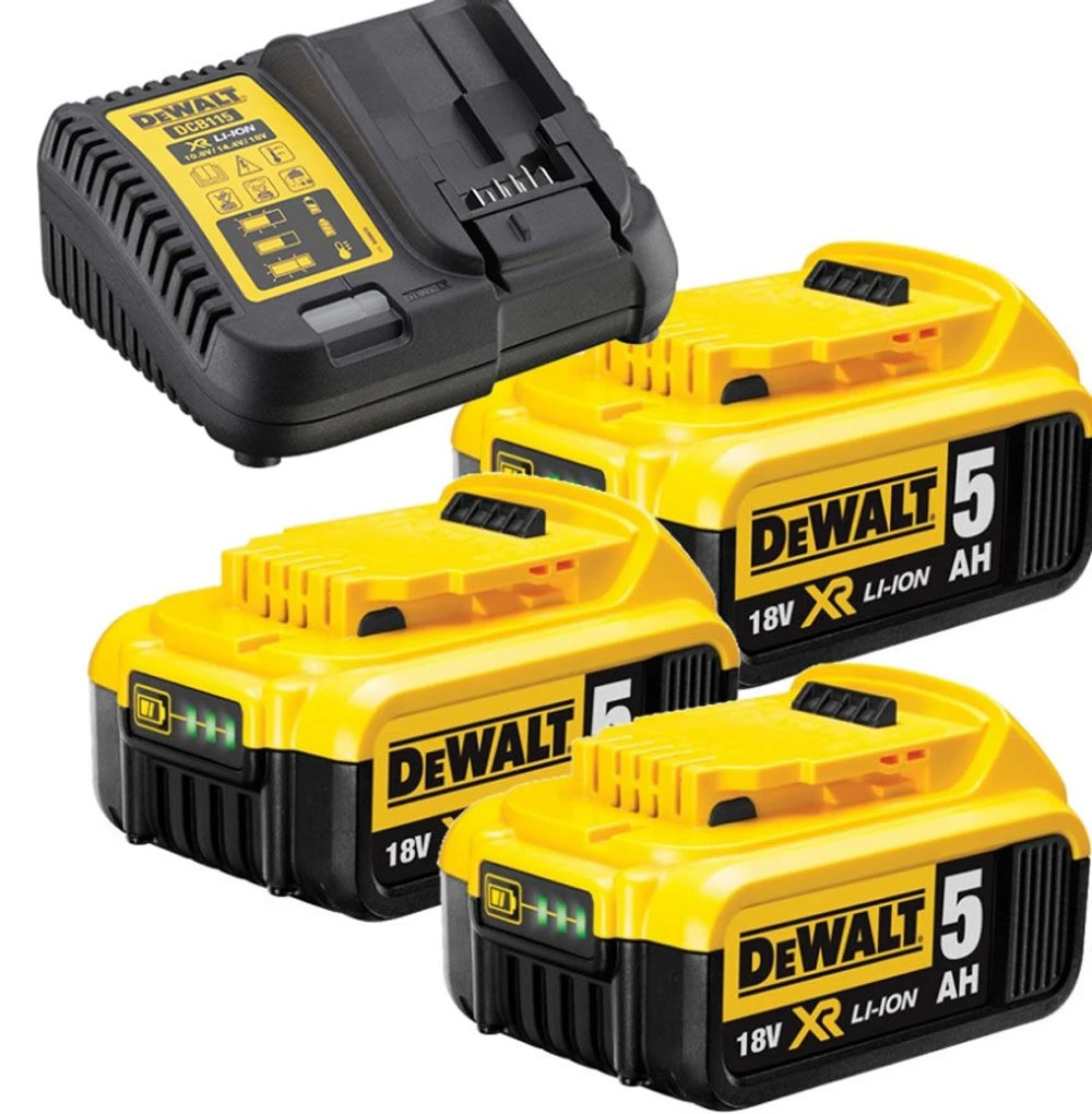 DeWalt DCB115P3 18V Li-Ion Accu Starterset (3x 5.0Ah) + Lader - DCB115P3-QW 1 DeWalt DCB115P3 18V Li-Ion Accu Starterset (3x 5.0Ah) + Lader - DCB115P3-QW