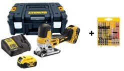 DeWALT DCS335P2 18V XR Li-Ion Accu Decoupeerzaag Set (2x 5.0Ah Accu) In TSTAK Met 10-delige Decoupeerzaagbladenset