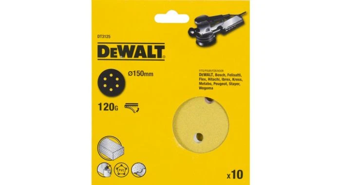 DeWalt DT3125 Schuurschijf - K120 - 150mm (10st) - DT3125-QZ 1 DeWalt DT3125 Schuurschijf - K120 - 150mm (10st) - DT3125-QZ