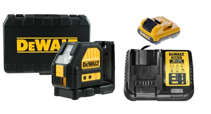 DeWalt DCE088D1R 10.8V Li-Ion Accu Zelfnivellerende Kruislijnlaser Set (1x 2.0Ah Accu) In Koffer - 2 Lijnen - 15m - Rood - DCE088D1R-QW 1 DeWalt DCE088D1R 10.8V Li-Ion Accu Zelfnivellerende Kruislijnlaser Set (1x 2.0Ah Accu) In Koffer - 2 Lijnen - 15m - Rood - DCE088D1R-QW