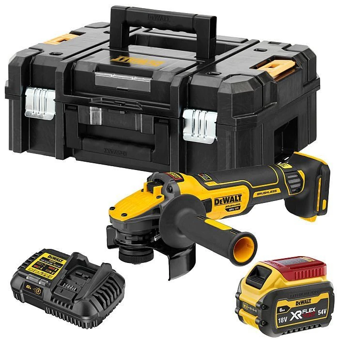 DeWALT DCG409T1 54V Li-ion FlexVolt Accu Haakse Slijper Set (1x 6.0Ah) In TSTAK Koffer - 125mm 1 DeWALT DCG409T1 54V Li-ion FlexVolt Accu Haakse Slijper Set (1x 6.0Ah) In TSTAK Koffer - 125mm