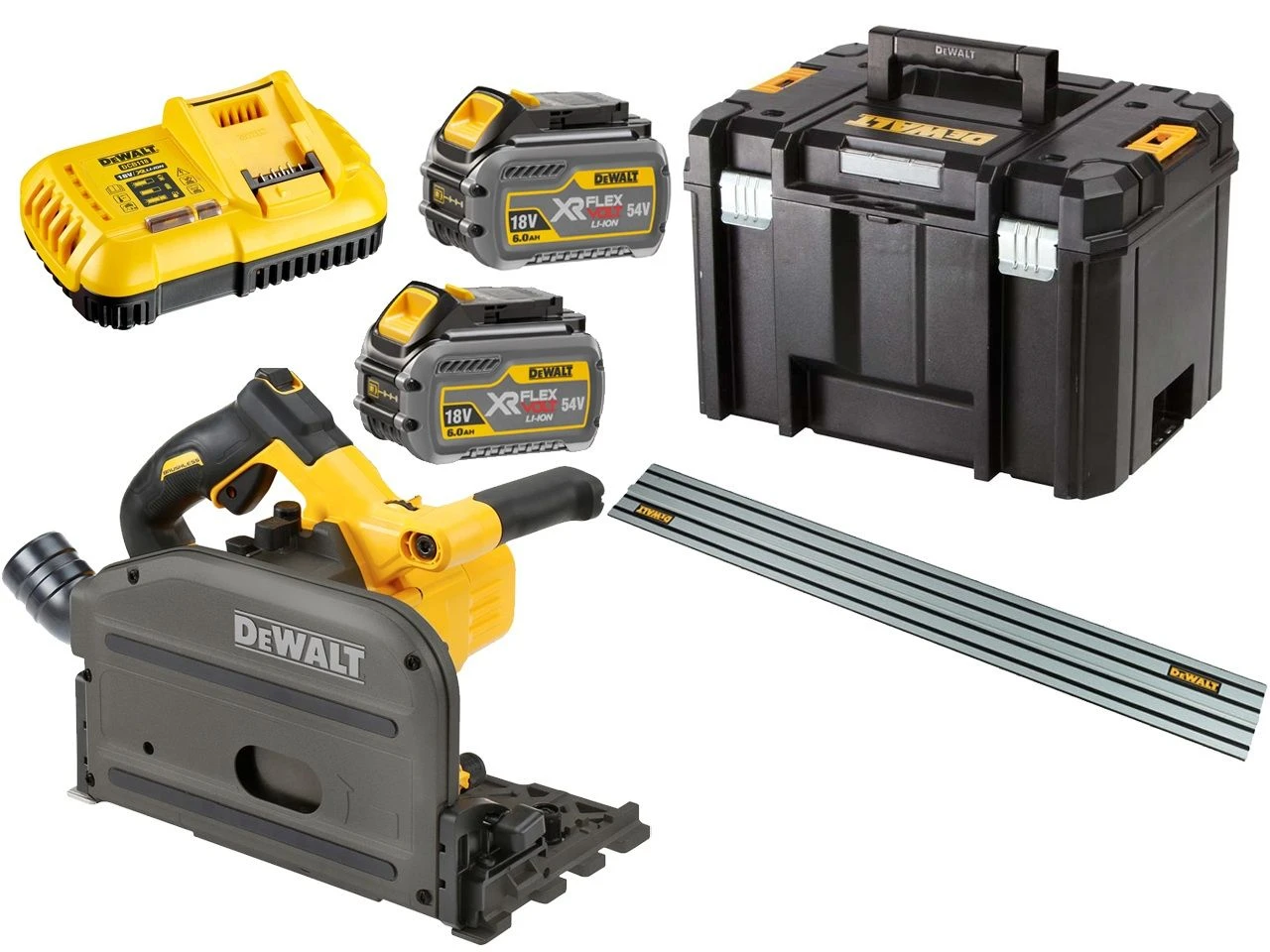 Dewalt DCS520T2R 18V / 54V XR FlexVolt Li-Ion Accu Invalzaag Incl. Geleiderail Set (2x 6,0Ah Accu) In TSTAK - Snelwissel - Koolborstelloos - DCS520T2R-QW 1 Dewalt DCS520T2R 18V / 54V XR FlexVolt Li-Ion Accu Invalzaag Incl. Geleiderail Set (2x 6,0Ah Accu) In TSTAK - Snelwissel - Koolborstelloos - DCS520T2R-QW